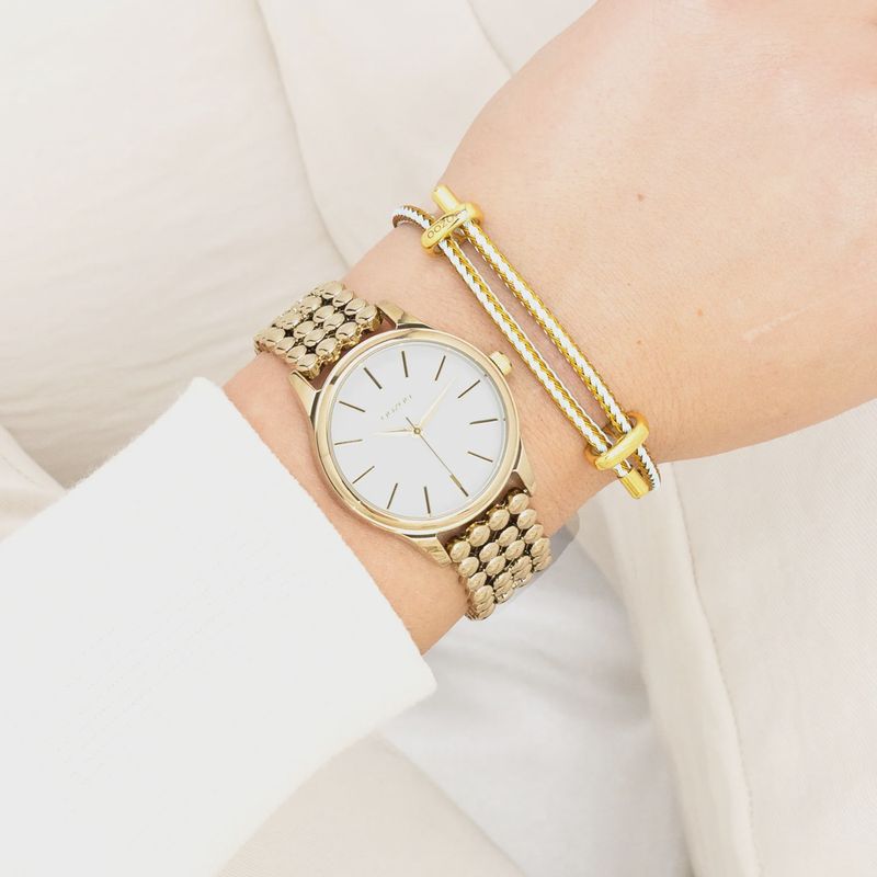 Goudkleurig horloge met dot link-armband
