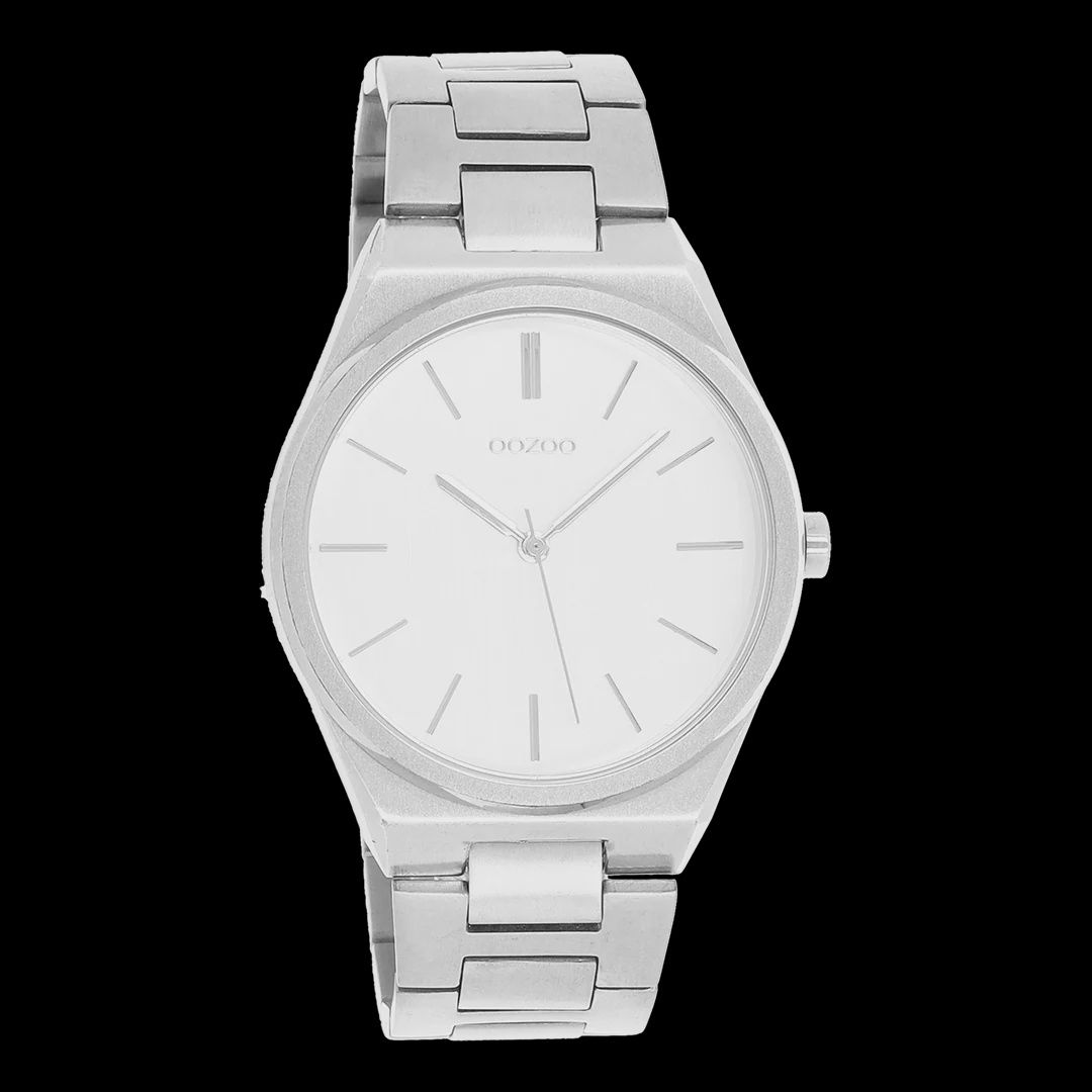 Zilverkleurig horloge met zilverkleurige roestvrijstalen armband