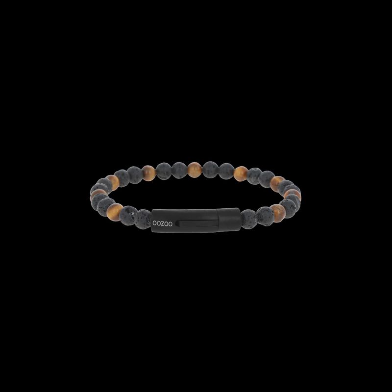 Gele/zwarte tijgeroog en vulcano-armband