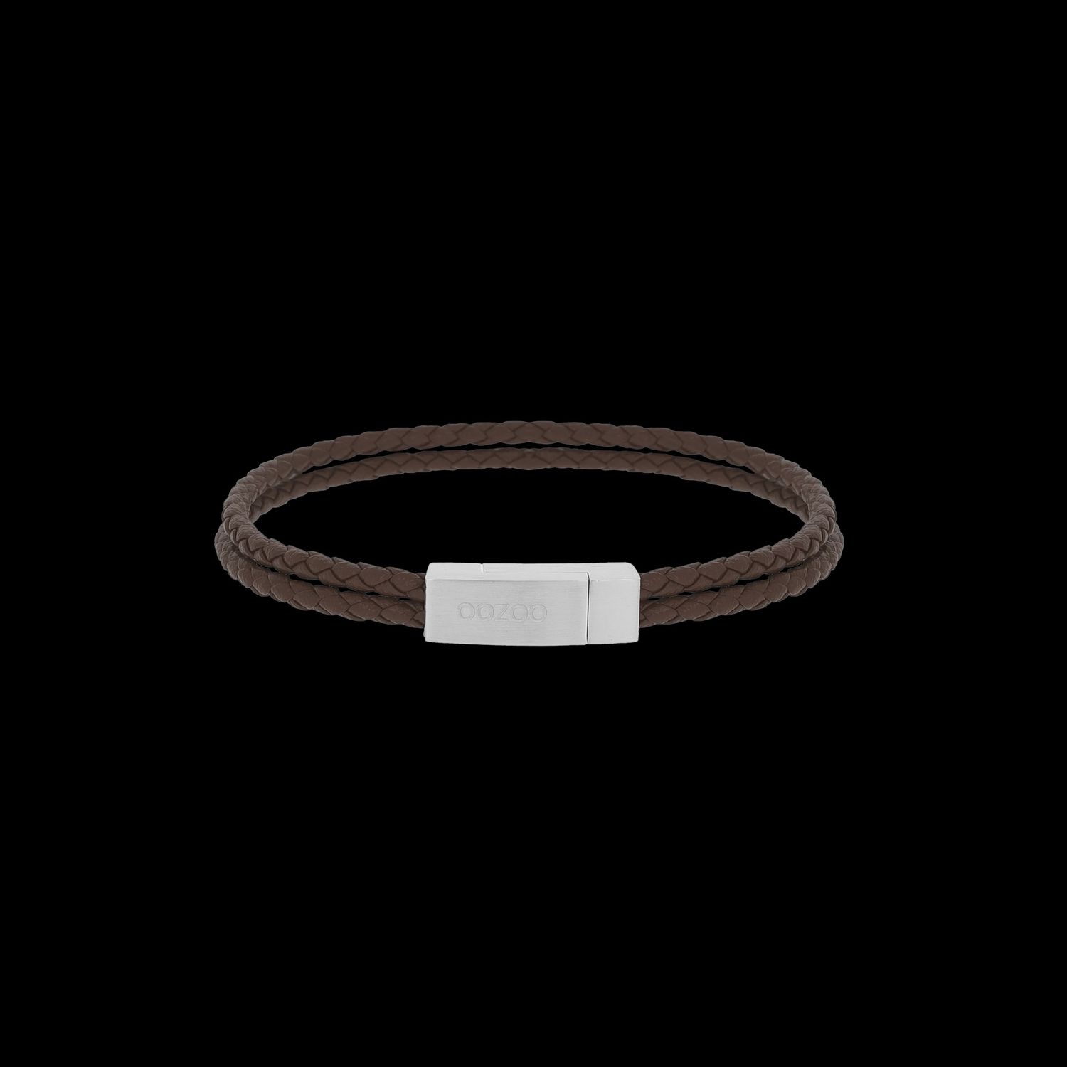 Bruine gevlochten leren armband