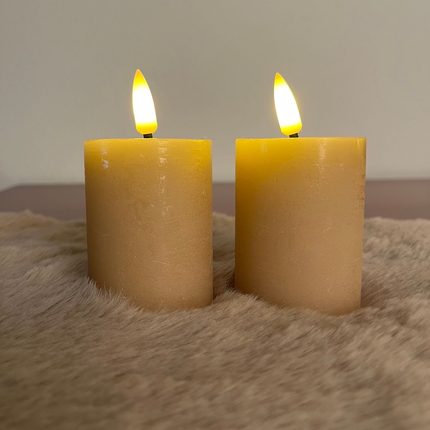 Countryfield LED stompkaarsen taupe 2 stuks