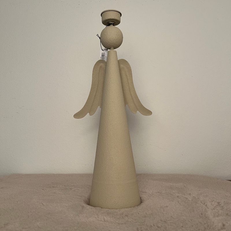 Kerstengeltheelicht Metaal Creme M