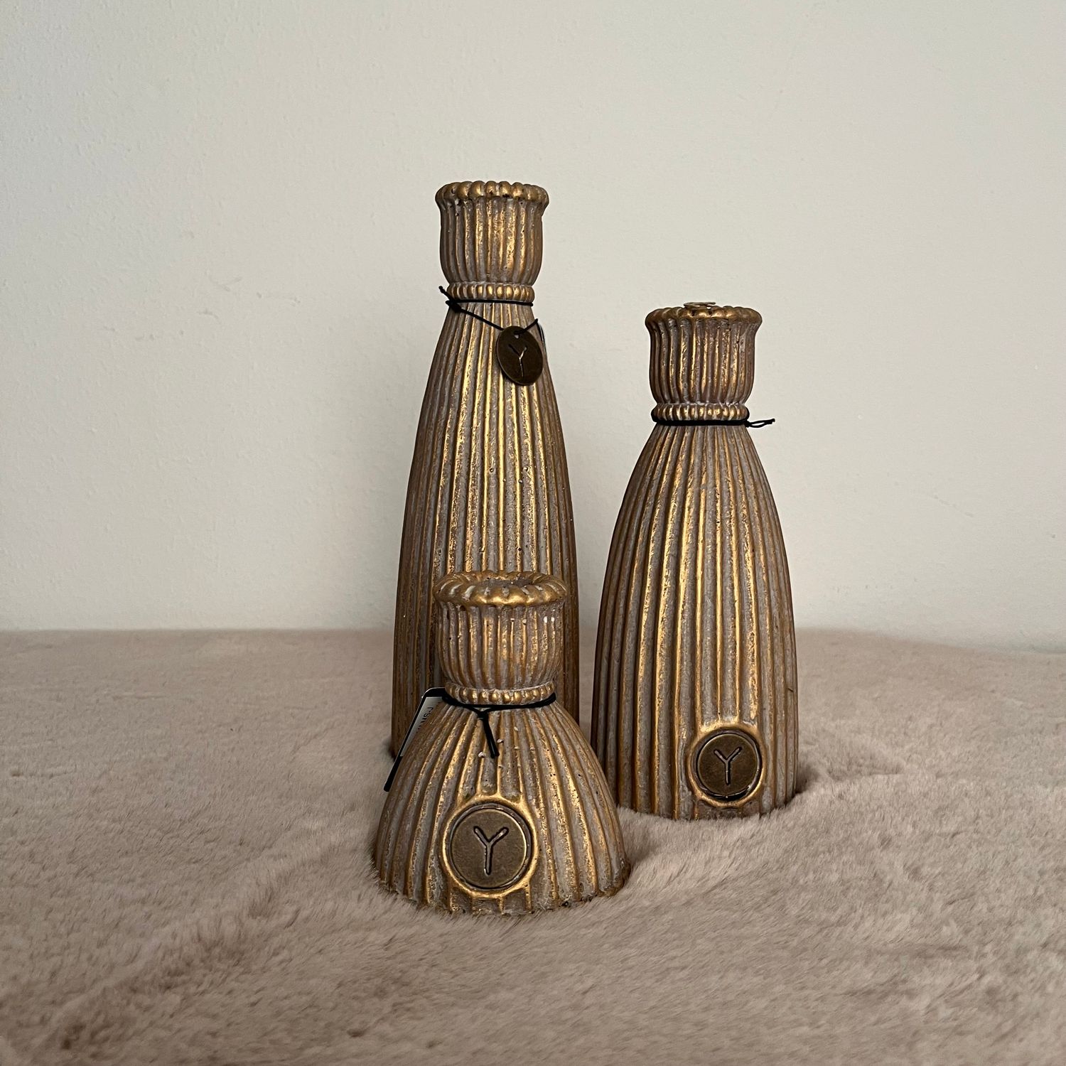 Set of 3 Dinner Kaarsen houders Relief Jewel