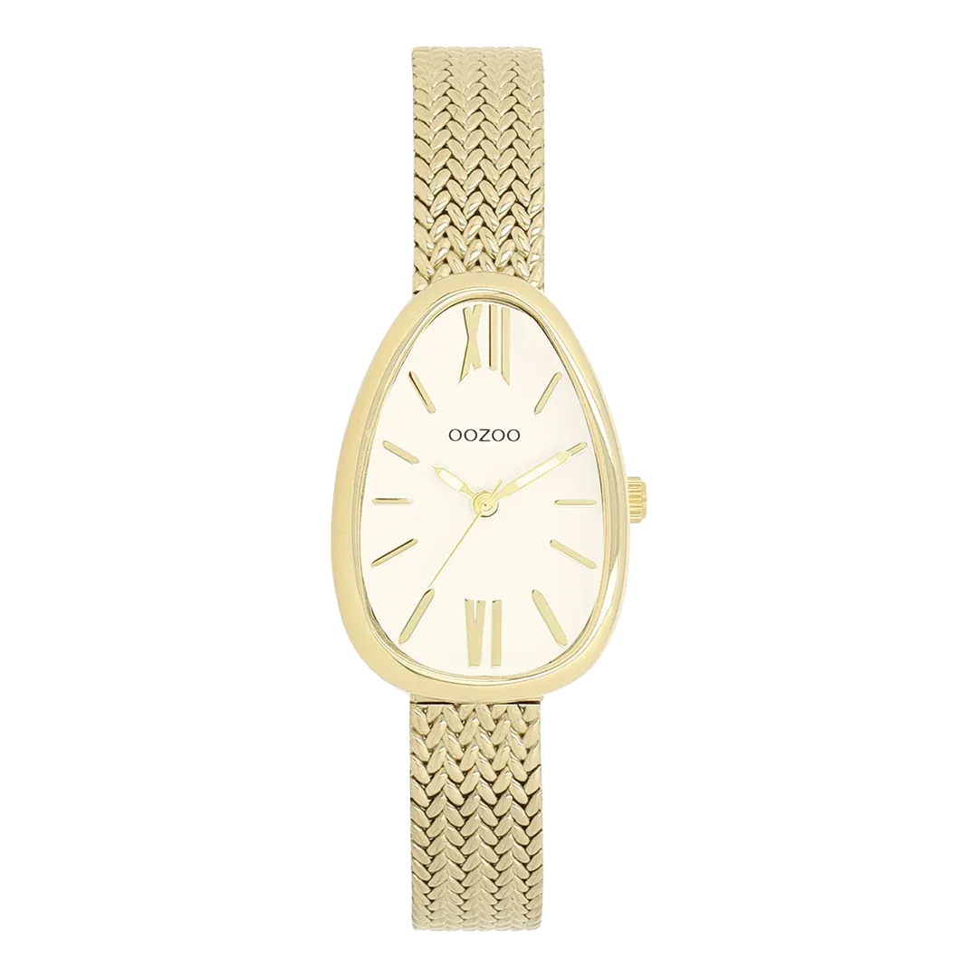 Goudkleurig Ovaal Horloge met Meshband