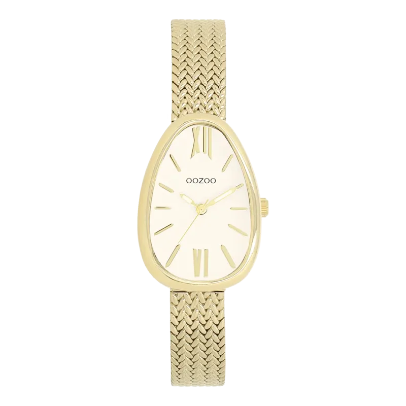 Goudkleurig Ovaal Horloge met Meshband