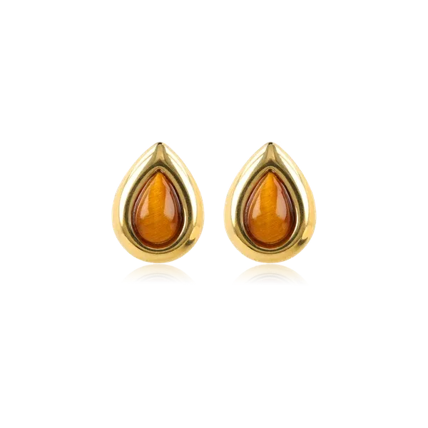 Druppel Studs met Edelsteen • Tiger Eye