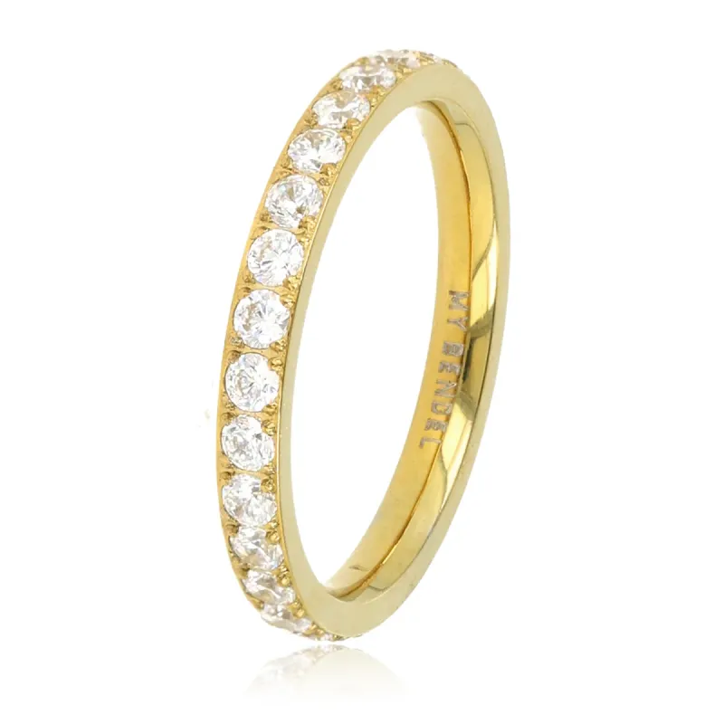 Ring met Zirkonia Steentjes • 2 mm • Goud