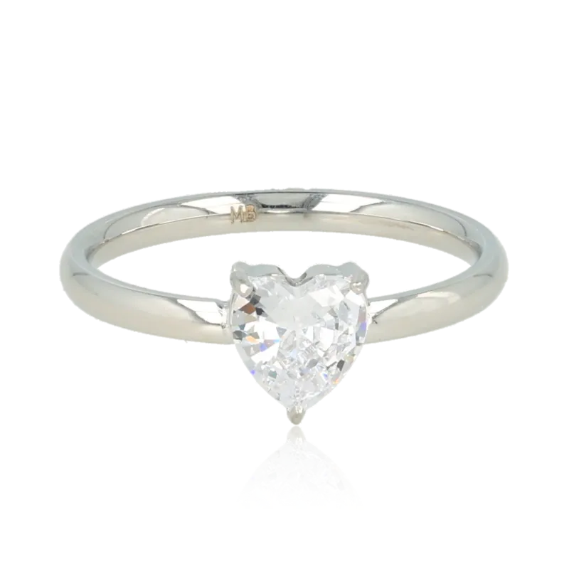 Hartjesring van Zirkonia • Zilver