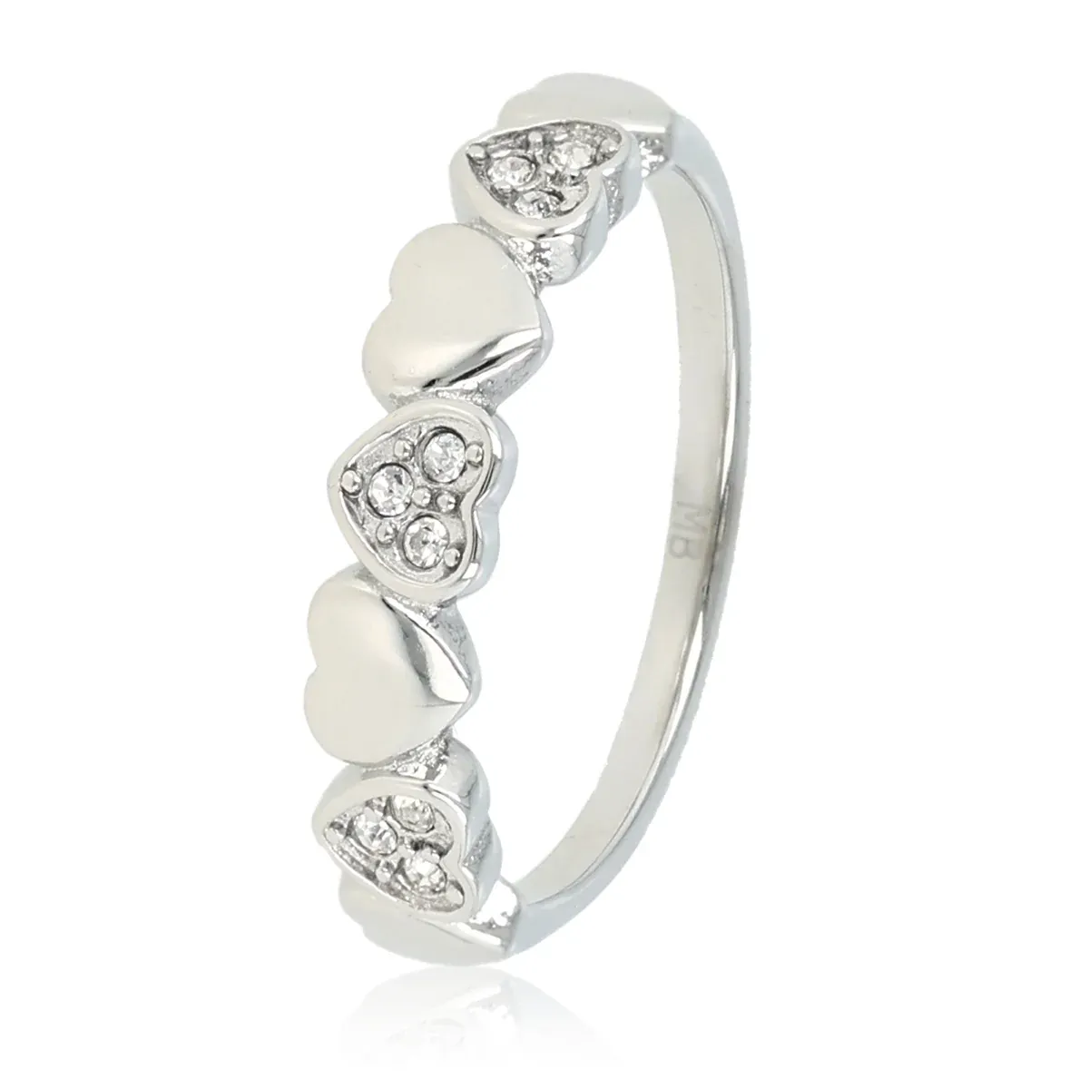 Hartjesring met Zirkonia Steentjes • Zilver