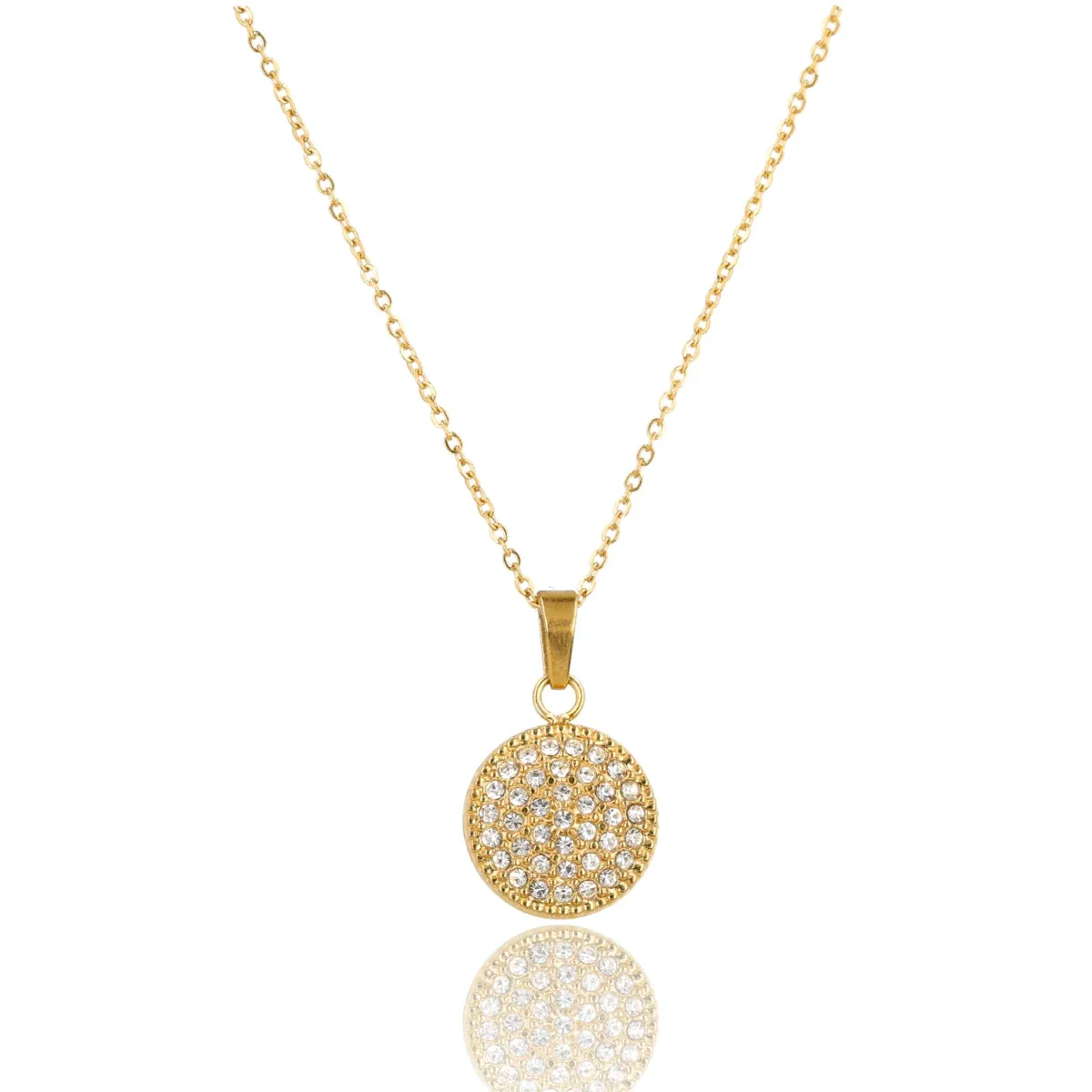 Ketting met Ronde Hanger van Zirkonia Steentjes • Goud