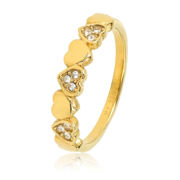 Hartjesring met Zirkonia Steentjes • Goud