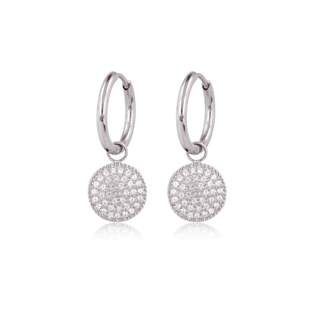 Oorringen met Ronde Hanger van Zirkonia Steentjes • Zilver