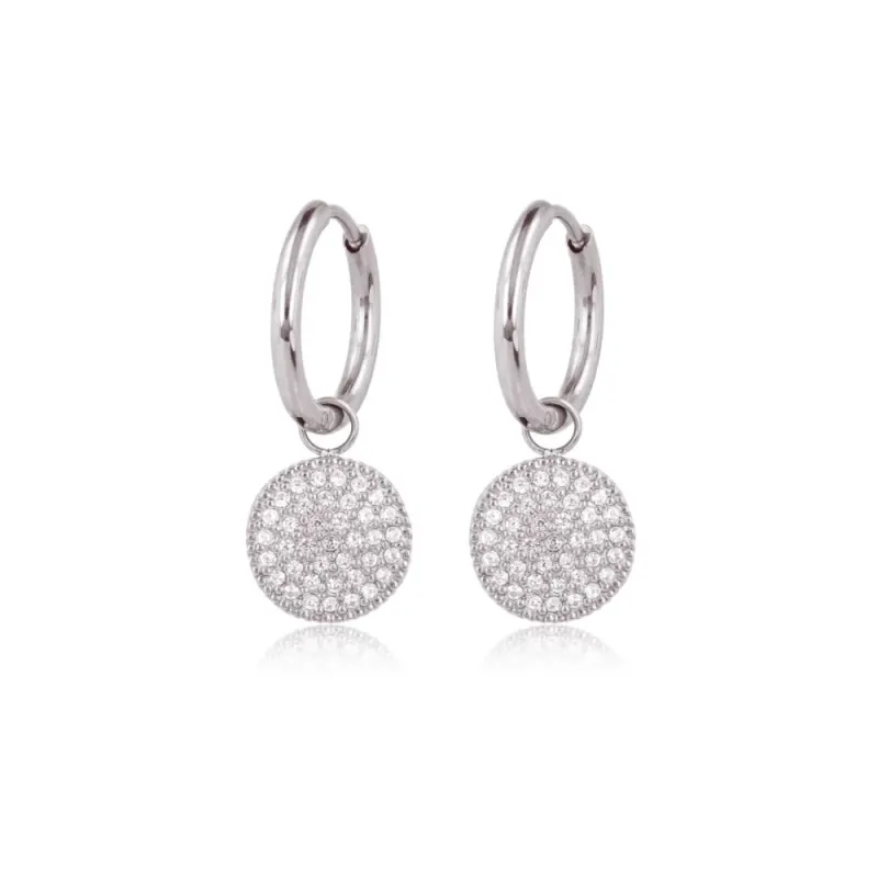 Oorringen met Ronde Hanger van Zirkonia Steentjes • Zilver