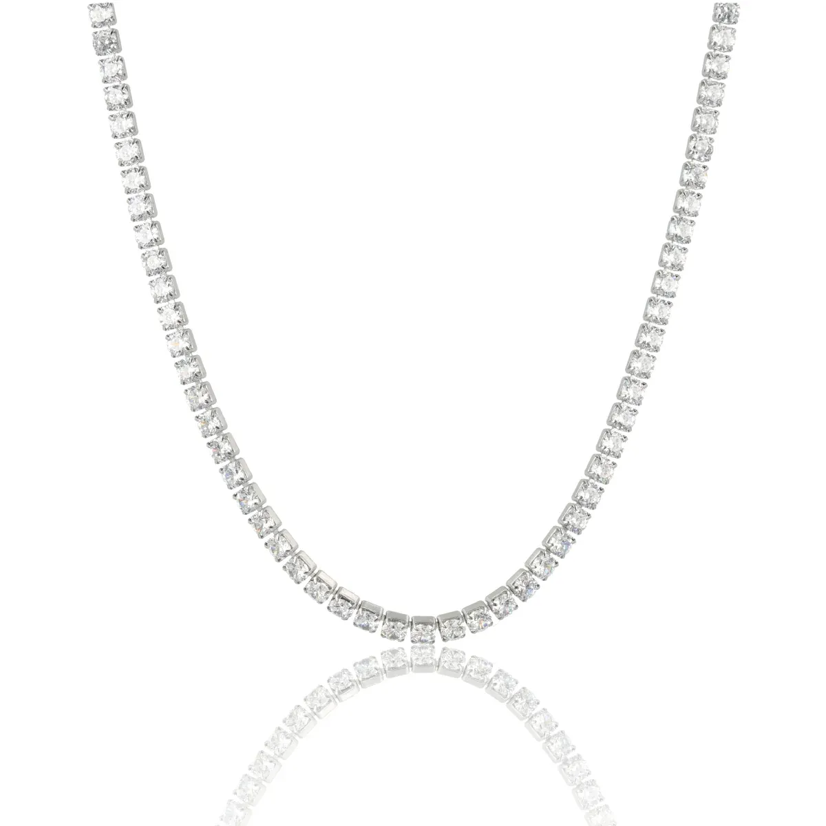 Ketting met Zirkonia Steentjes • Zilver