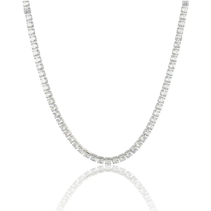 Ketting met Zirkonia Steentjes • Zilver