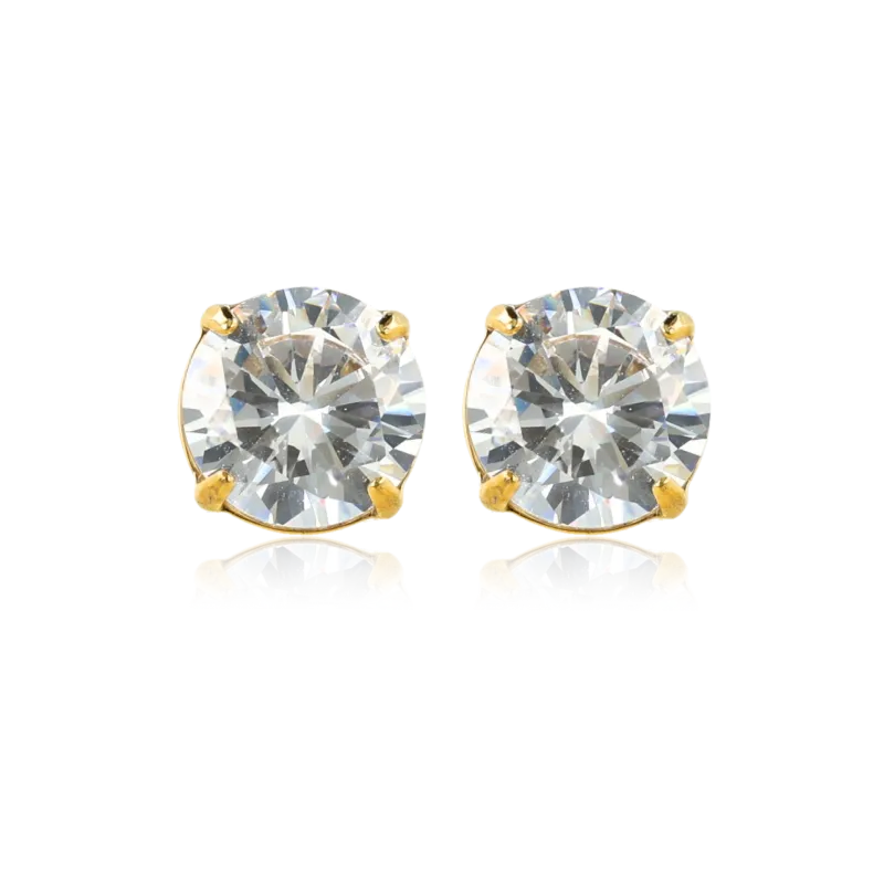Ronde Studs van Zirkonia • 8 mm • Goud