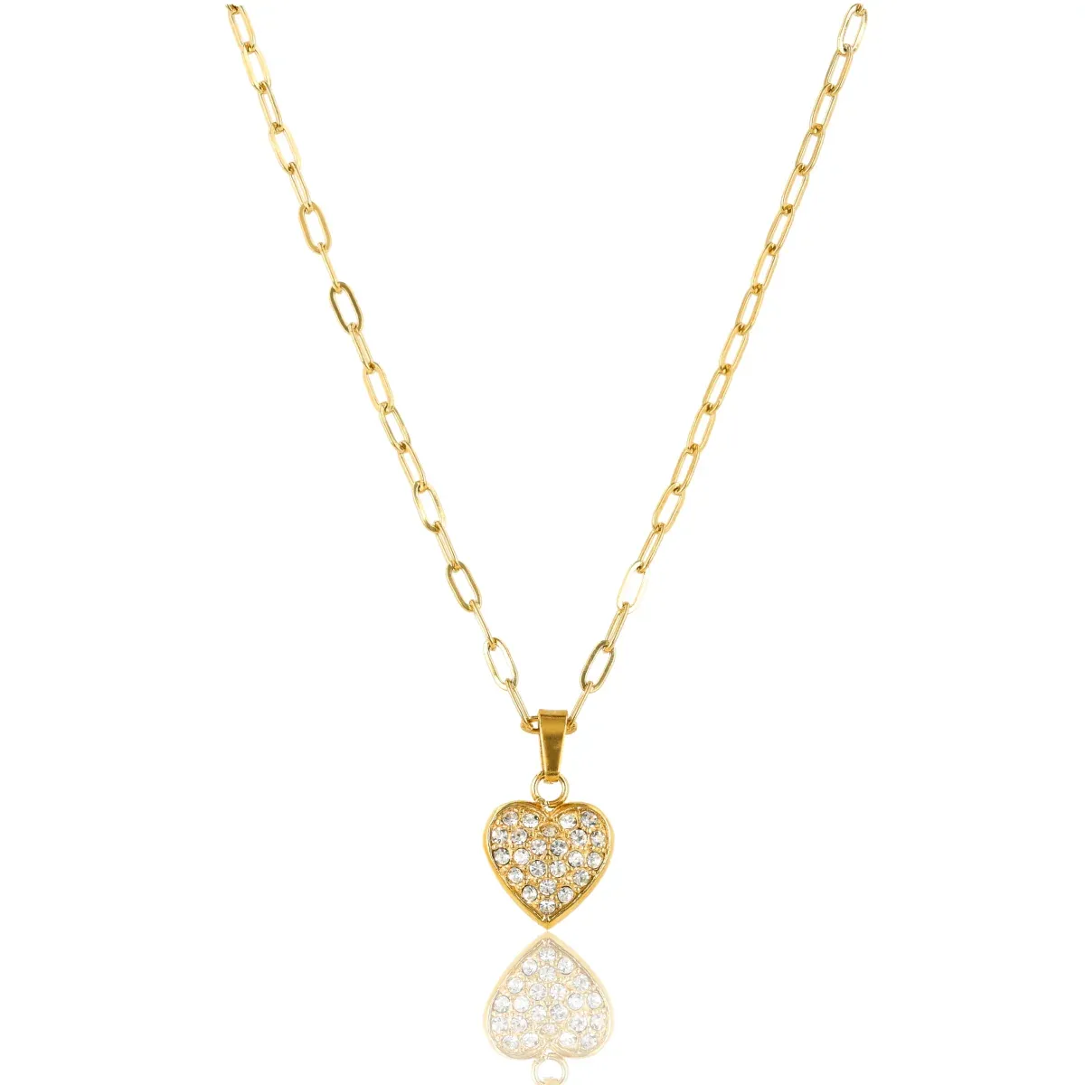 Ketting met Hartjeshanger van Zirkonia Steentjes • Goud