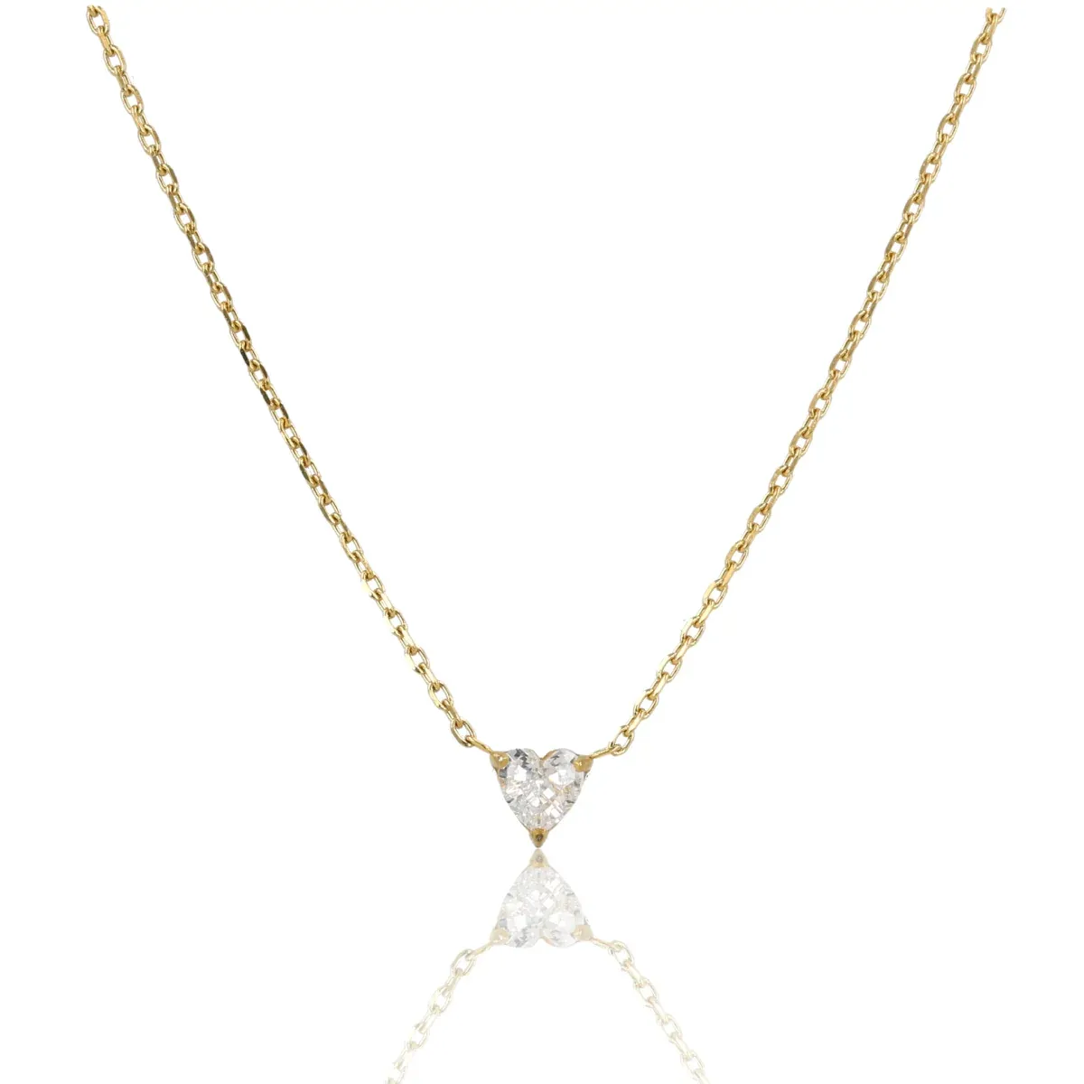 Ketting met Zirkonia Hartje • Goud