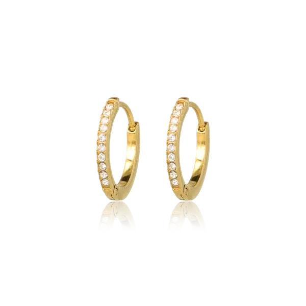 Oorringen met Zirkonia Steentjes • 18 mm • Goud