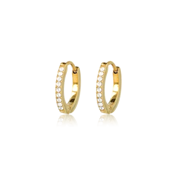 Oorringen met Zirkonia Steentjes • 12 mm • Goud