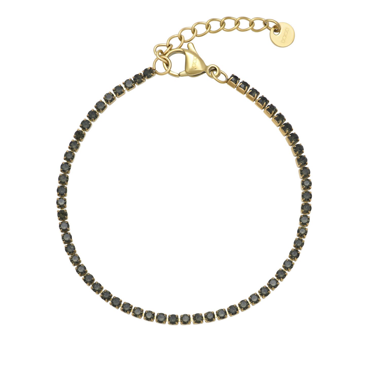 Armband Tennis Black Diamond Goud