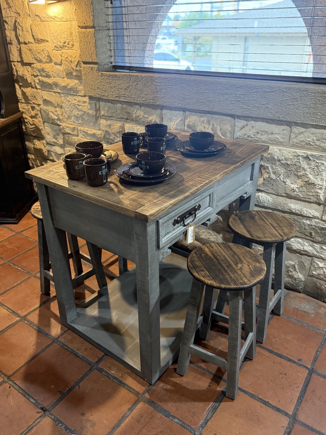 KITCHEN ISLANDS, COLOR: OXFORD, TYPE: KITCHEN ISLAND  W/ 4 STOOLS