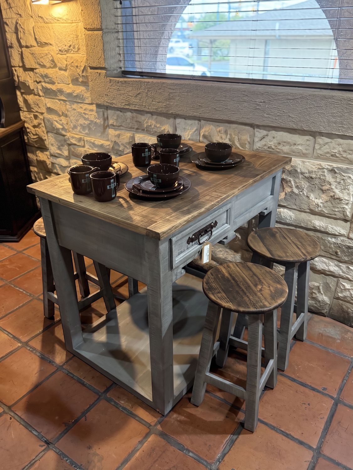 KITCHEN ISLANDS, COLOR: OXFORD, TYPE: KITCHEN ISLAND  W/ 4 STOOLS