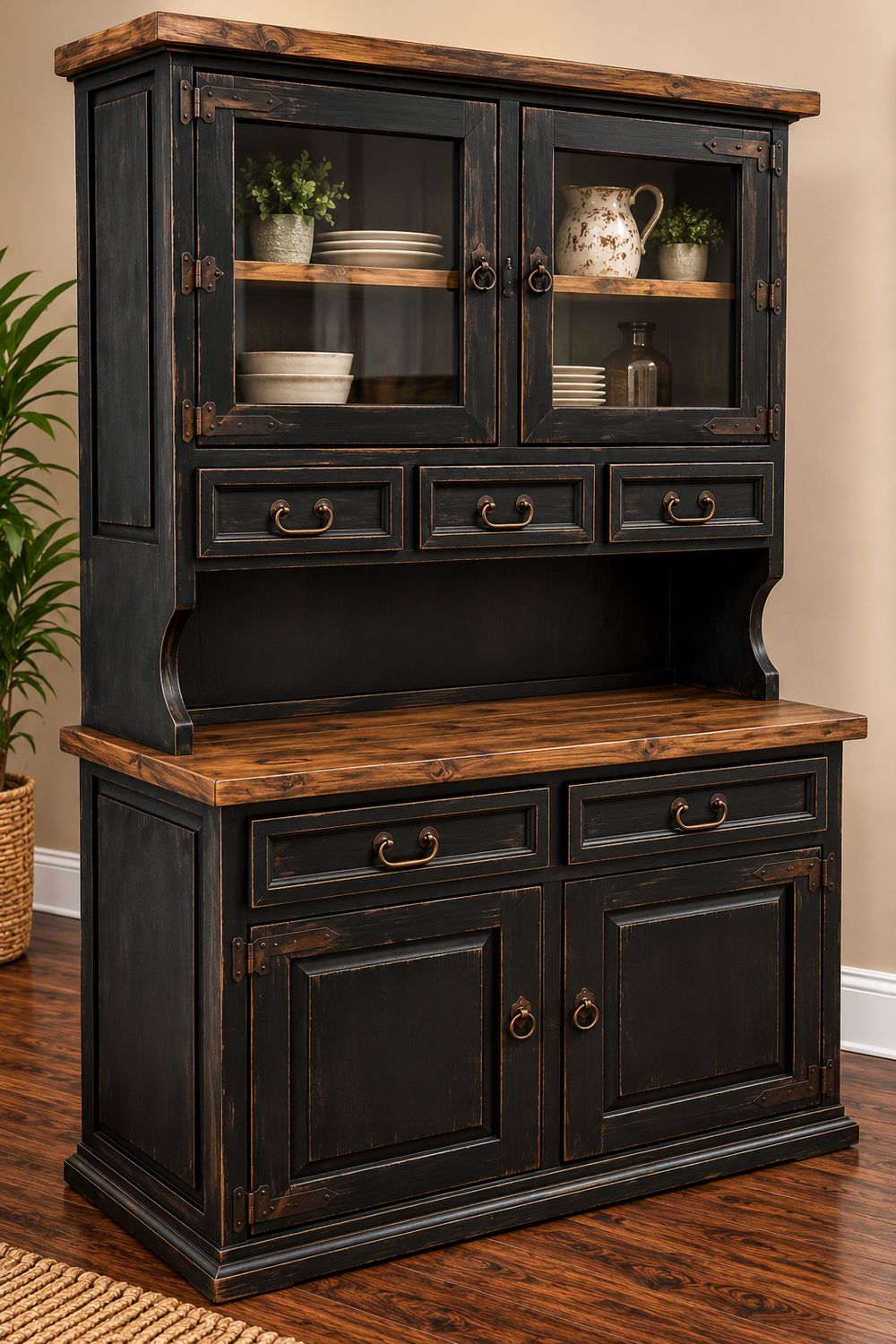 2 doors/5 drawer cupboard-VIT10, COLOR: BLK
