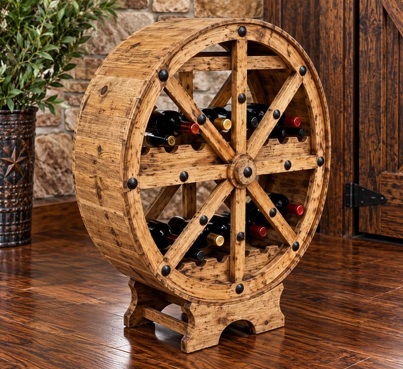 WAGON WHEEL WINE RACK