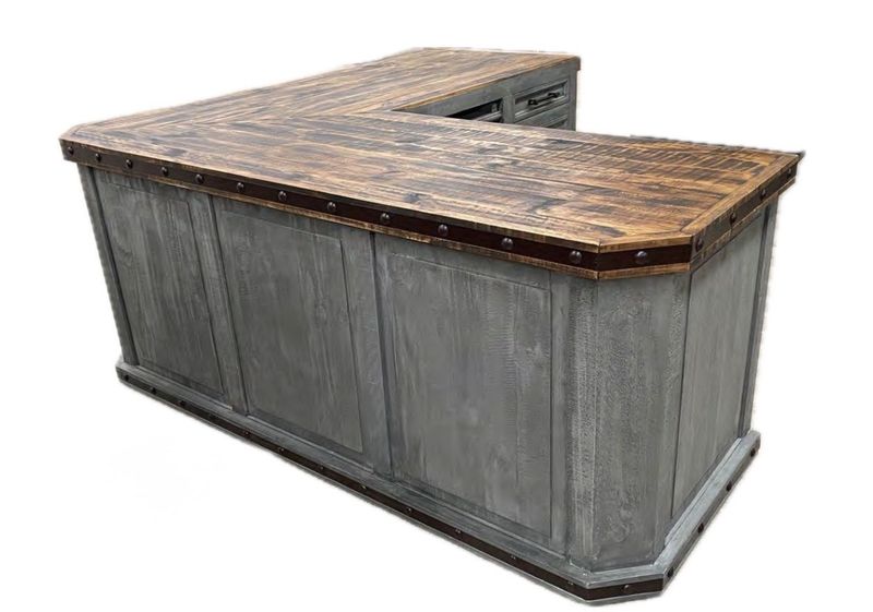 L SHAPE DESK W/METAL
