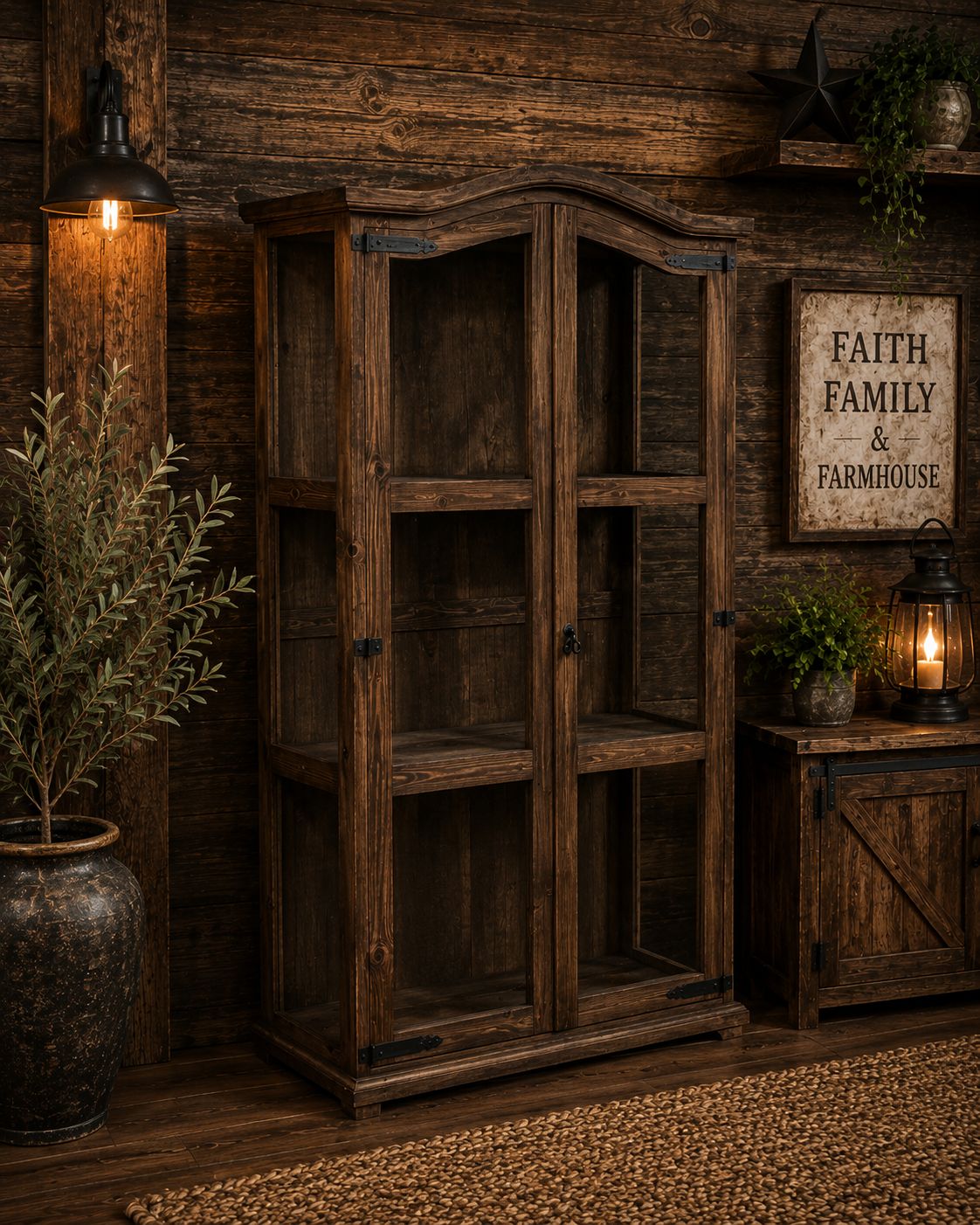 2 Door Hutch w/ Glass VIT 11, COLOR: RRR