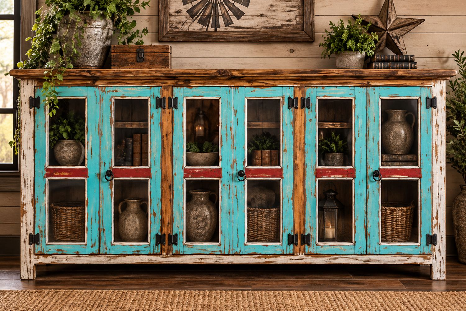 Six Door Sideboard Shown in Multicolor