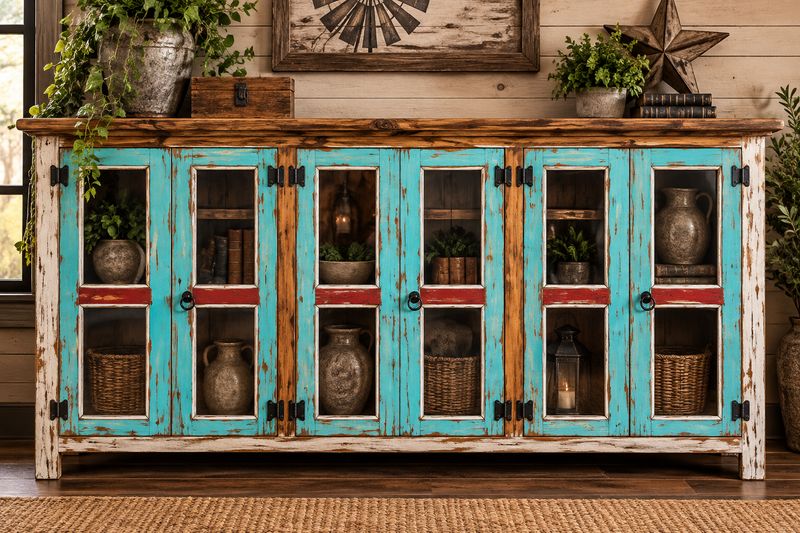 Six Door Sideboard Shown in Multicolor
