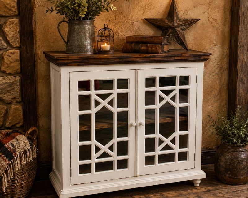 CONSOLE W/ 2 GLASS DOOR