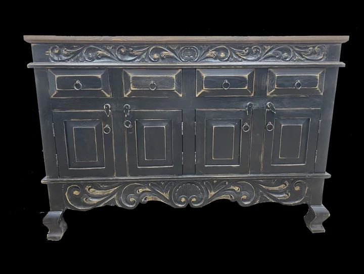 Carved Buffet 4 Doors, 4 Drawers
