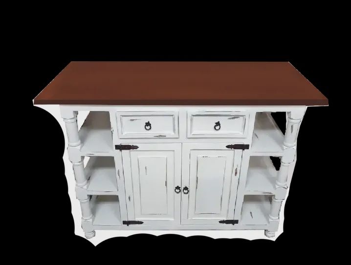 Kitchen Island Two Door, Drawer w/Shelves, COLOR: WHITE
