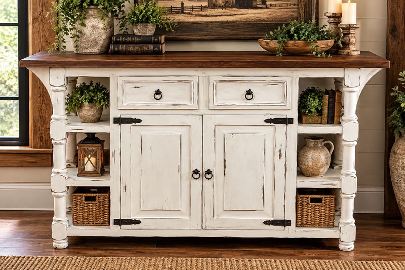 Kitchen Island Two Door, Drawer w/Shelves