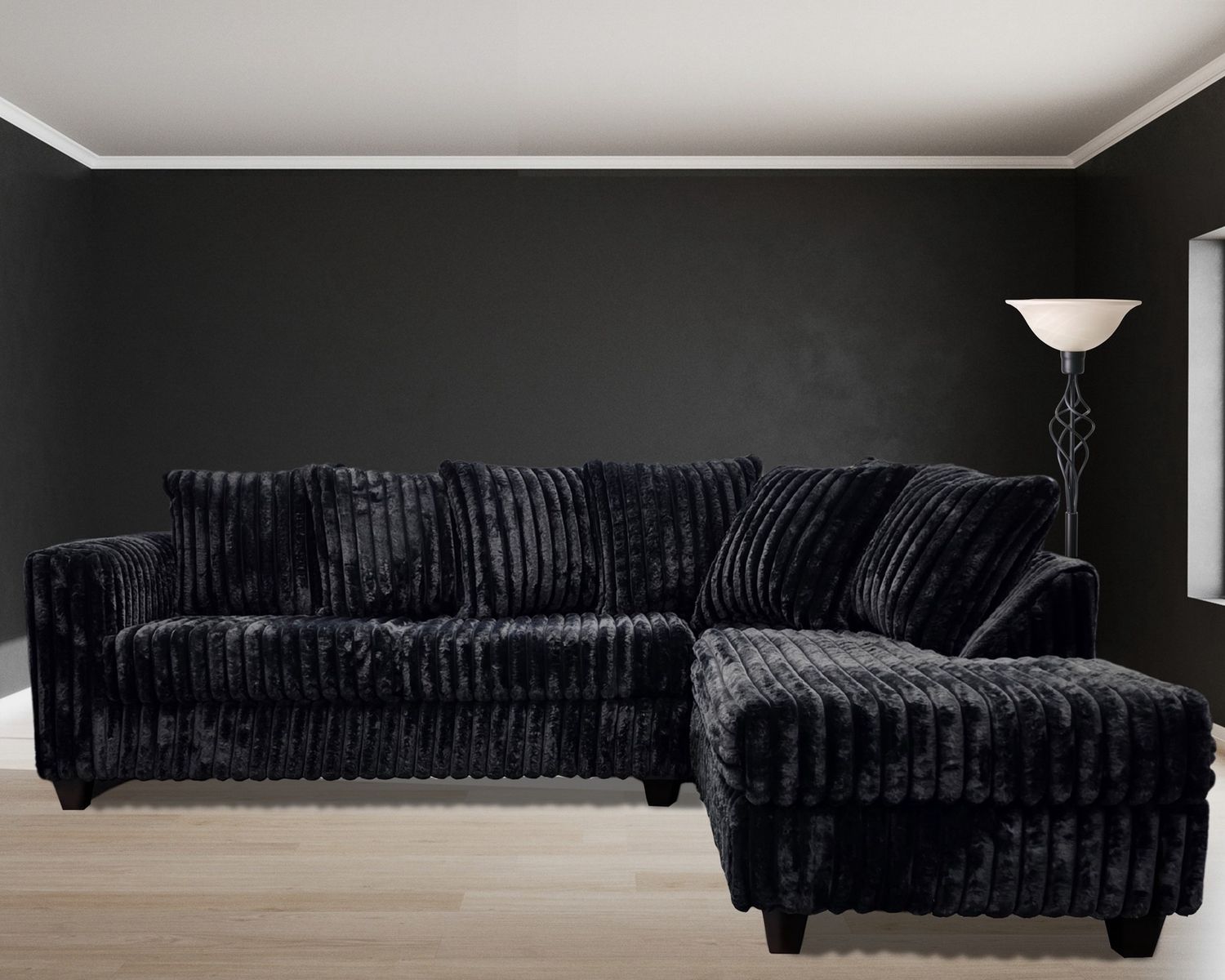300 Hugo SECTIONAL, COLOR: 300 Hugo Corduroy Black Sect.