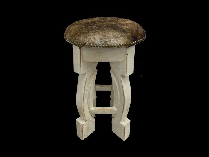 Ox Yoke Swivel Barstool Cowhide Seat 30"