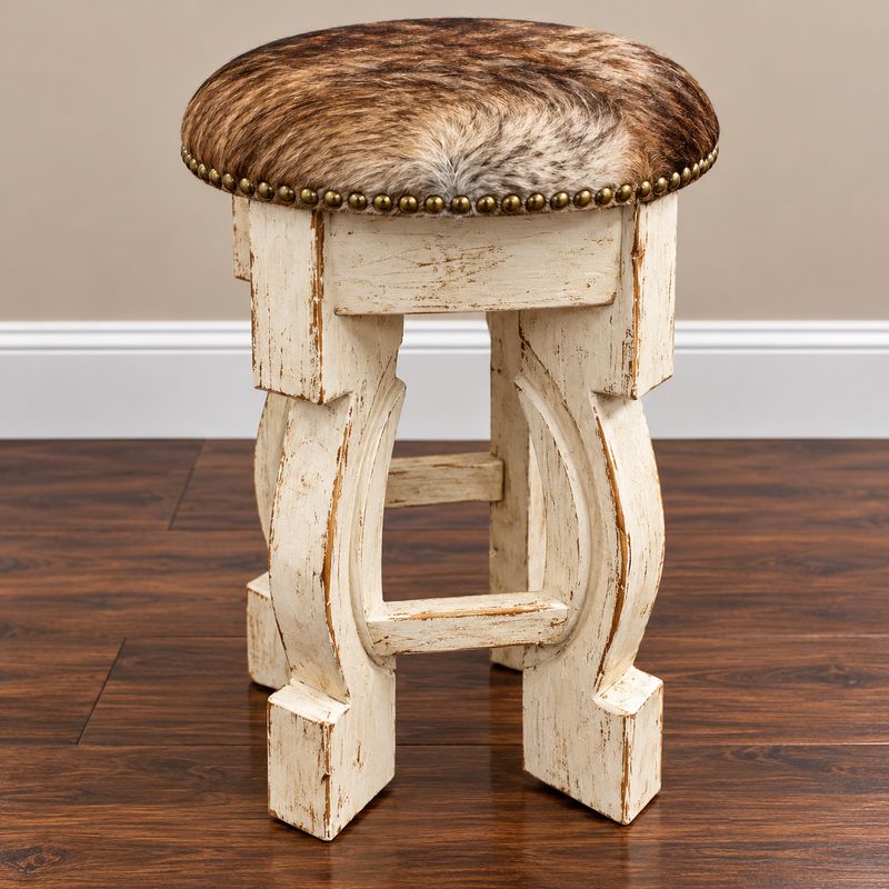 Ox Yoke Swivel Barstool Cowhide Seat 30"