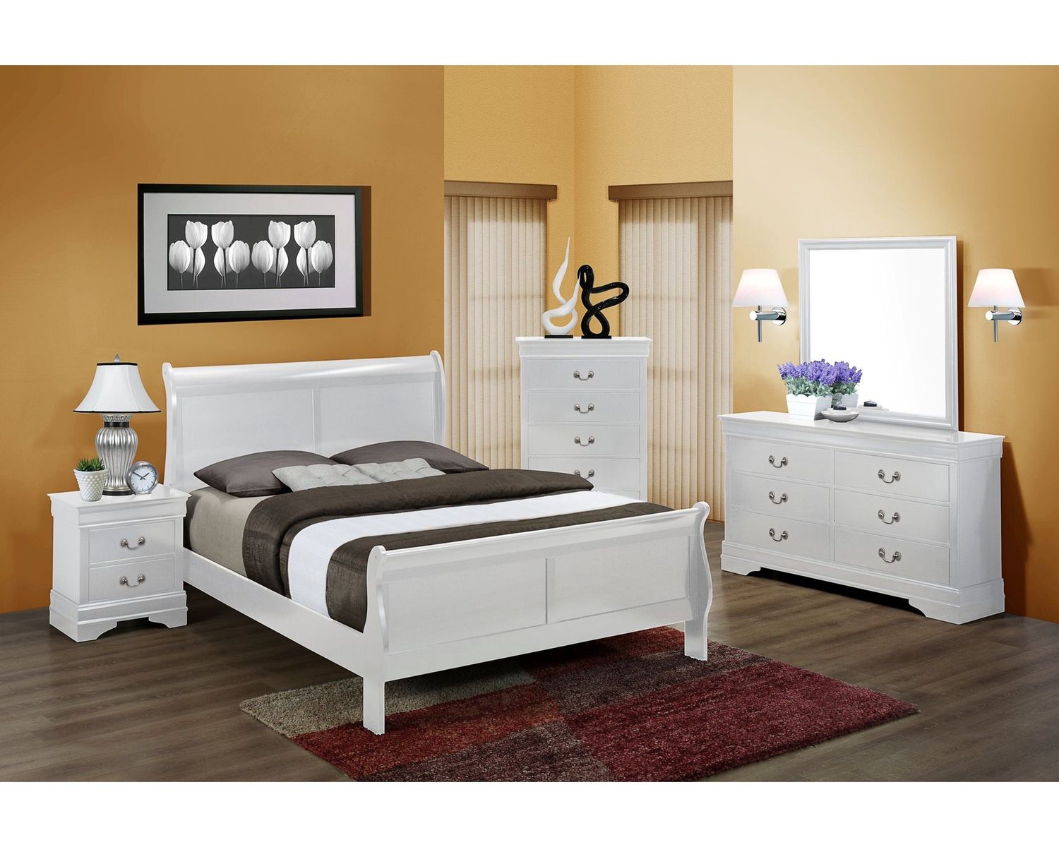CM3650 White Louis Philippe, TYPE: QUEEN 5 PC BEDROOM SUITE
