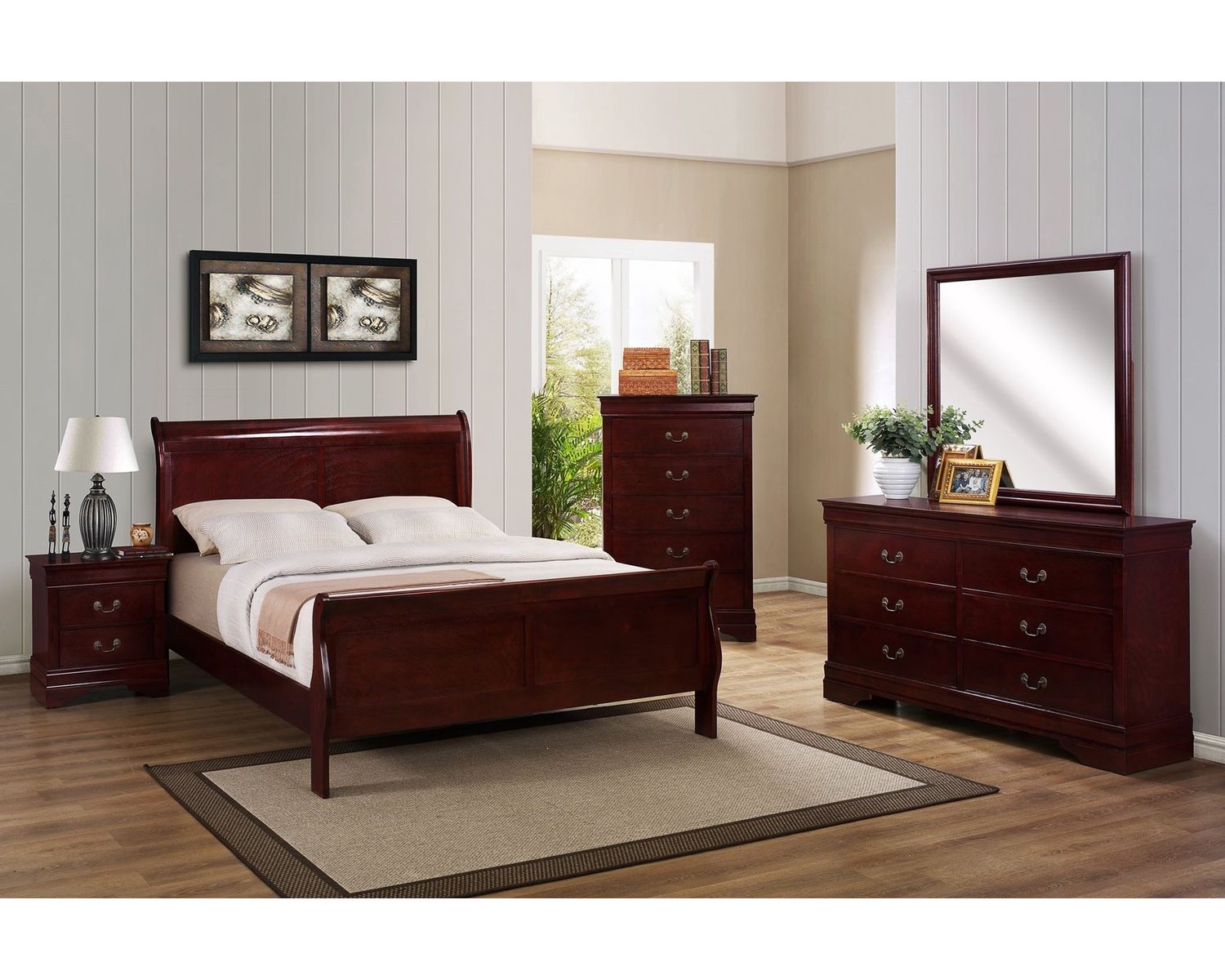 CM3850 Cherry Louis Philippe, TYPE: QUEEN 5 PC BEDROOM SUITE