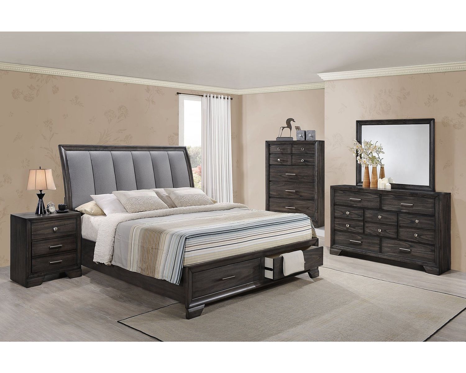 CM6580 Jaymes Platform Bed, TYPE: QUEEN 5 PC BEDROOM SUITE