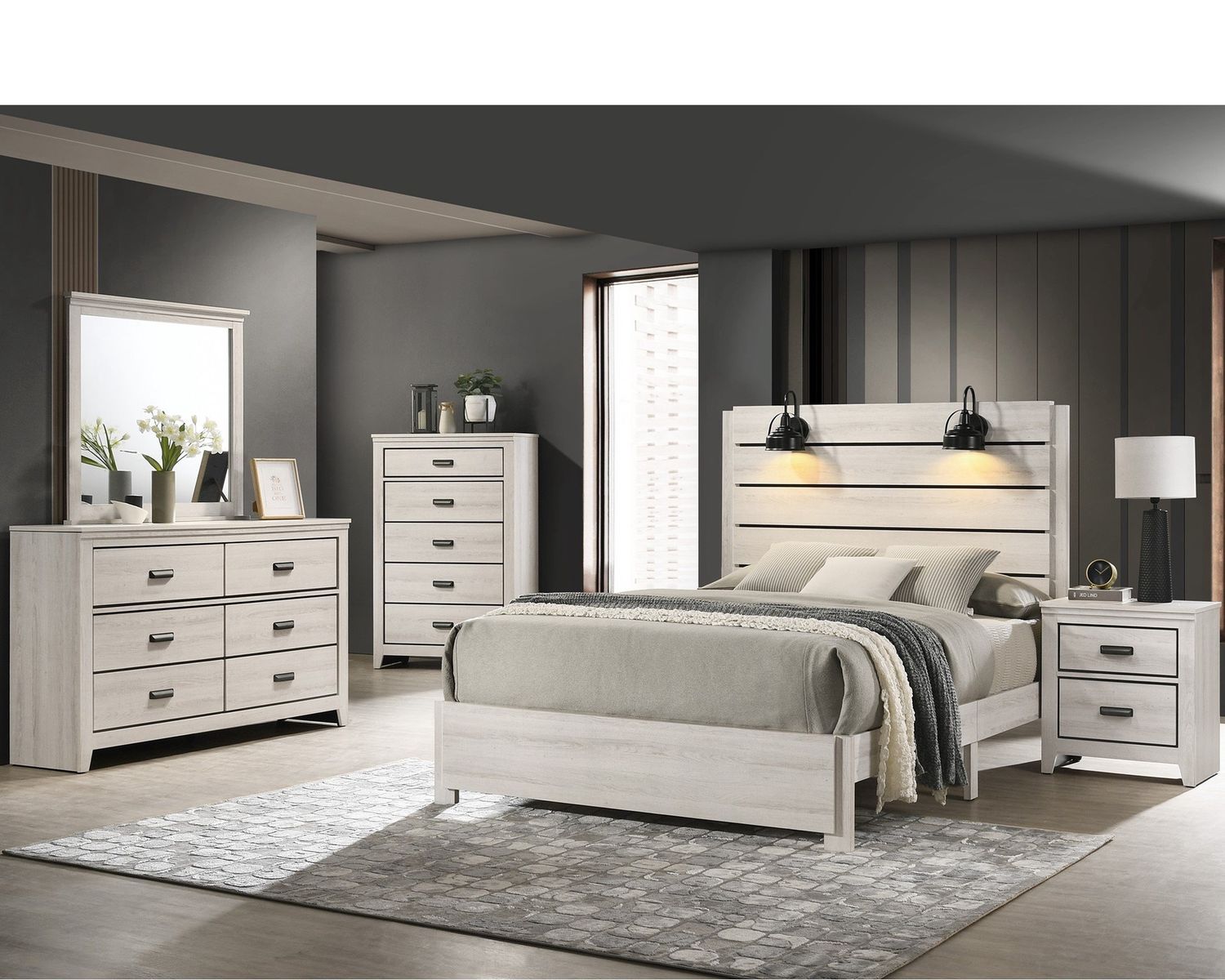 CM6810 Carter White, TYPE: QUEEN 5 PC BEDROOM SUITE