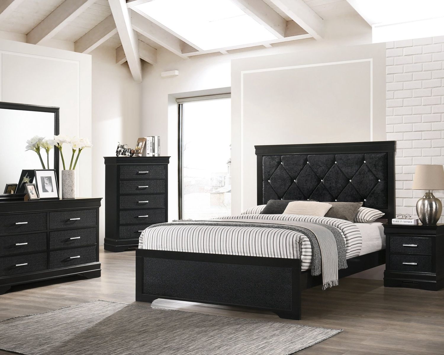 CM6918 Amalia Black, TYPE: QUEEN 5 PC BEDROOM SUITE