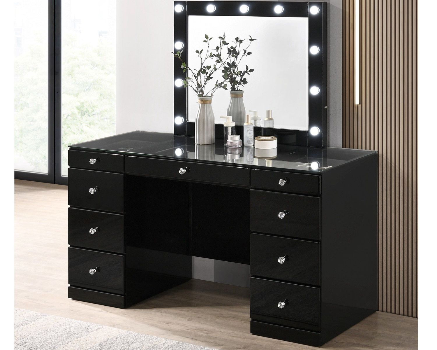 CM4850 Avery Black Vanity, COLOR: CM4850 Avery Black Vanity w/ stool