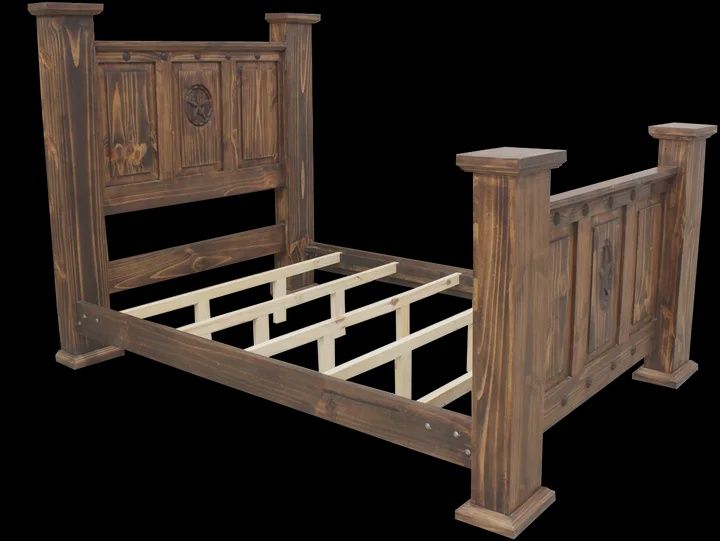 Indian Queen Size Bed w/Star, Size: KING