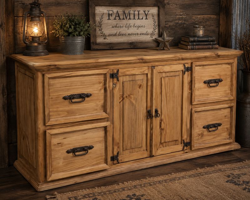 File Credenza, 4 File Drawers 2 Doors