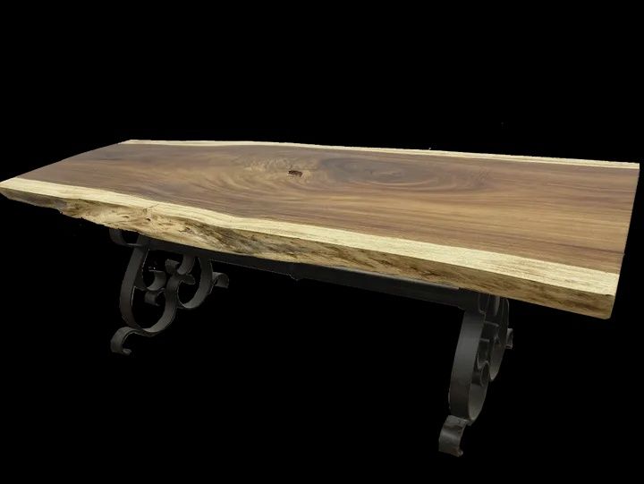 Parota Dining Table w/Iron Base, Size: 7-8