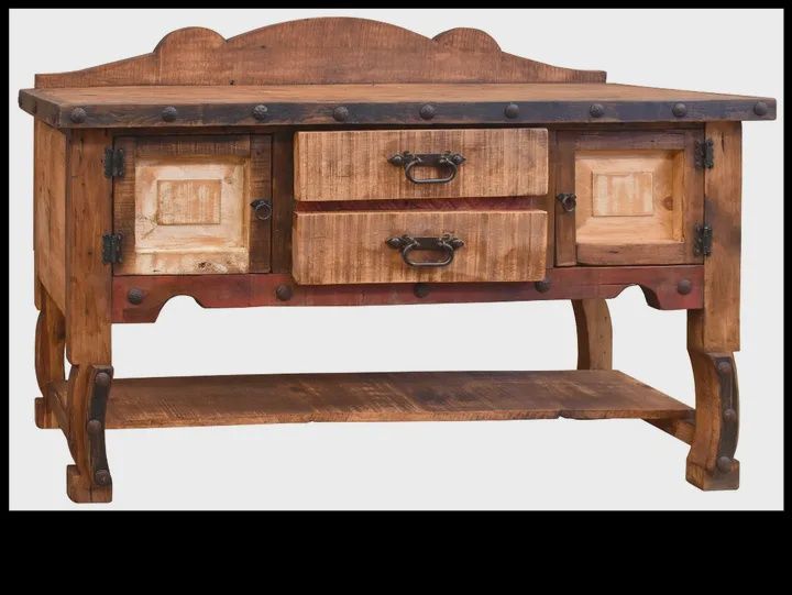 Antique Wood Amarillo Credenza